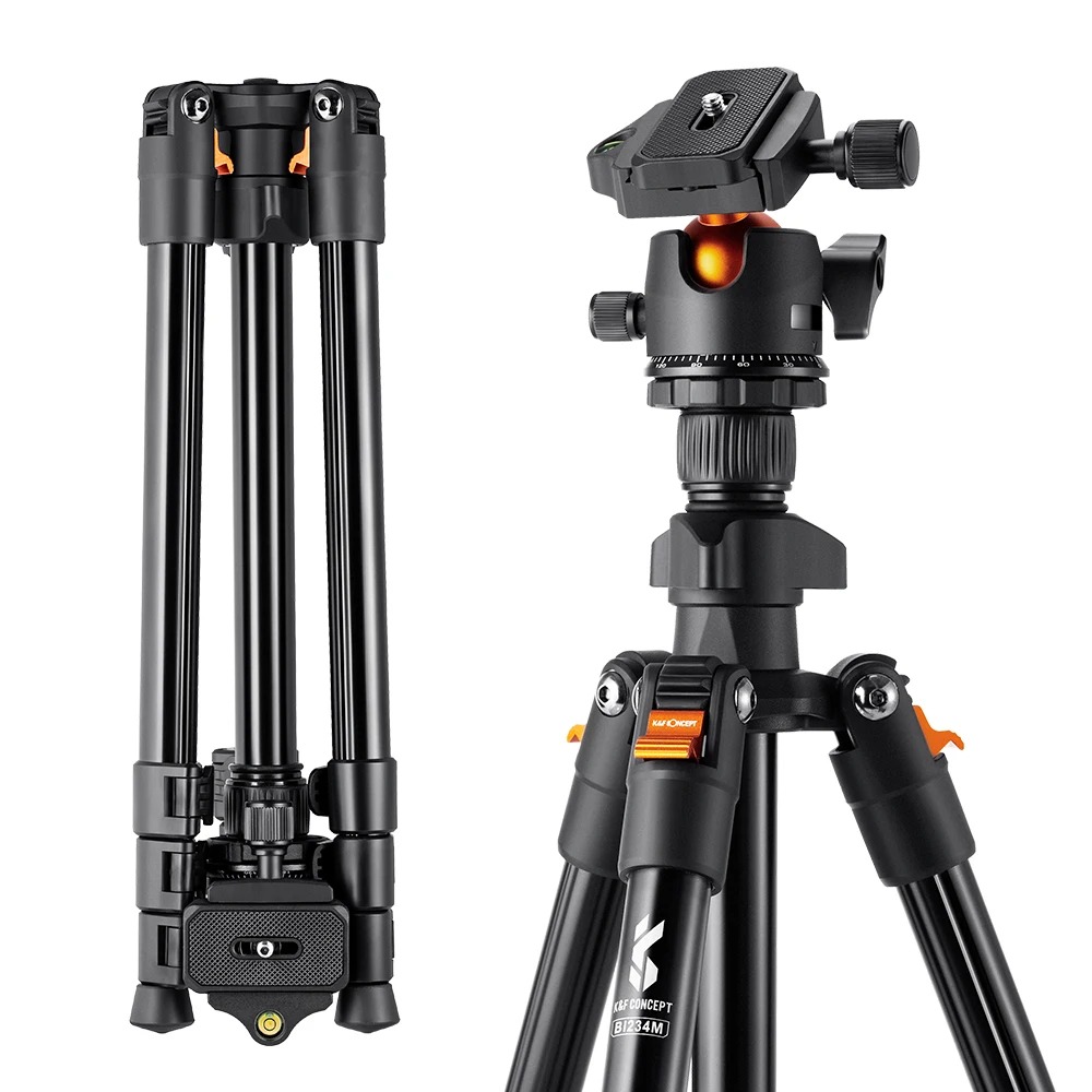Tripé Portátil K&F Concept Flexível com Cabeça 360° para Câmeras