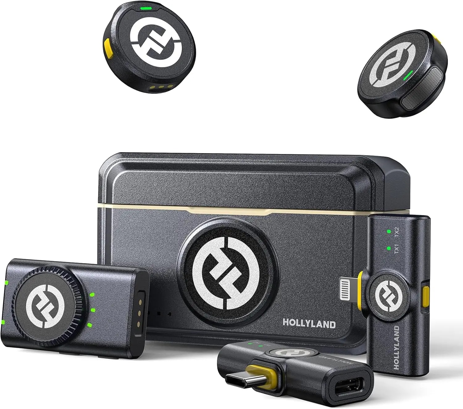Microfone Hollyland Lark M2 Duo Combo Duplo Para 2 Pessoas USB-C, Lightning e Camera