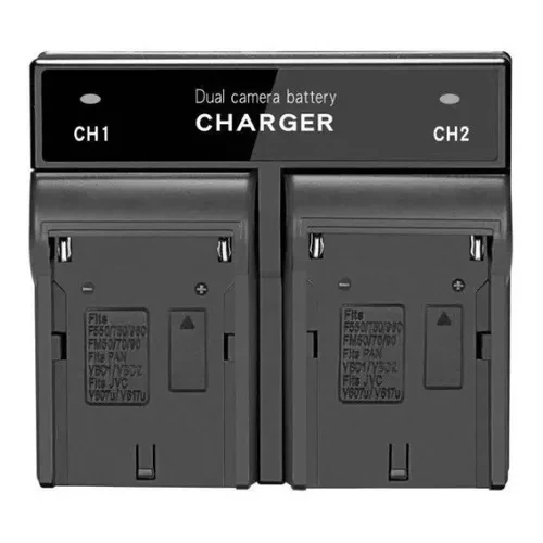 Carregador Duplo P/ Bateria De Led NP-F550 / NP-F570 / NP-F970 / NP-F980