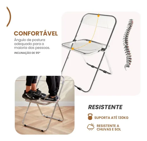 Cadeira Dobrável Industrial Rozin Resistente Até 150kg - foto 2