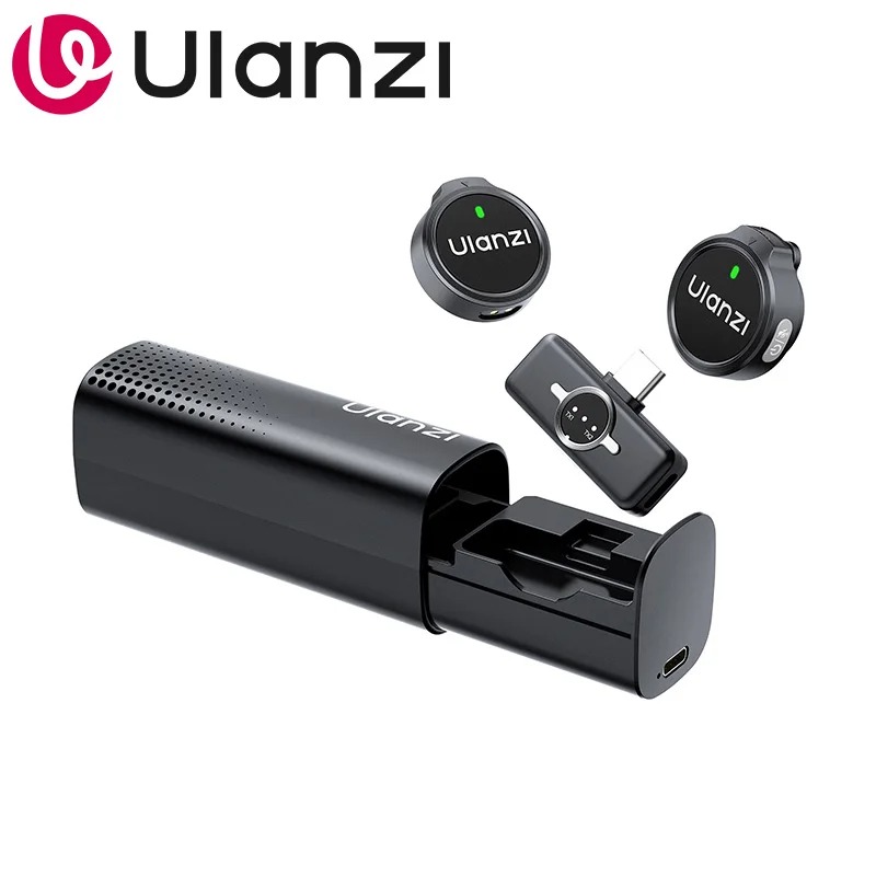 Ulanzi A21 Microfone de Lapela Sem Fio Type-C com Redução de Ruído 20dB