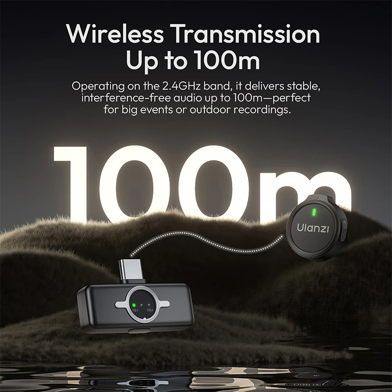Ulanzi A21 Microfone de Lapela Sem Fio Type-C com Redução de Ruído 20dB - foto 2