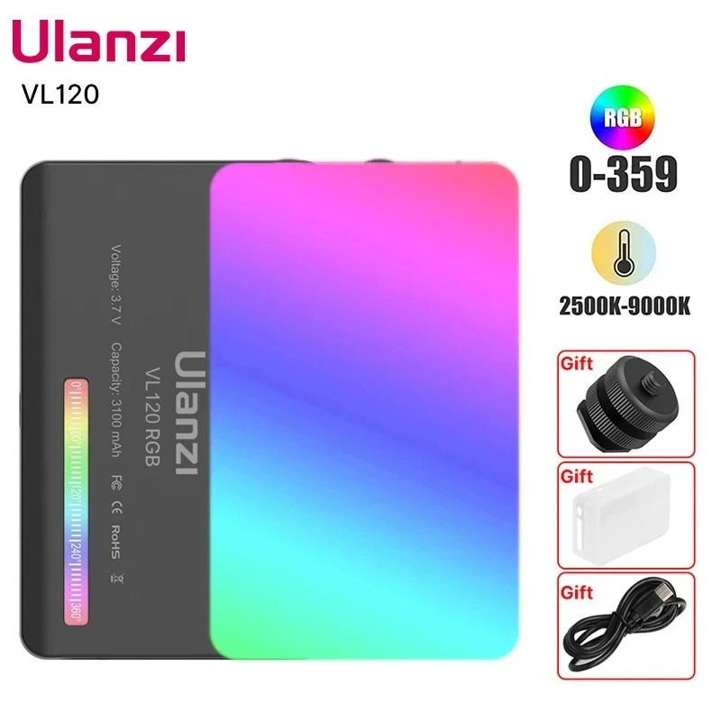 Ulanzi VL120 Luz LED RGB 2500K-9000K para Foto e Vídeo