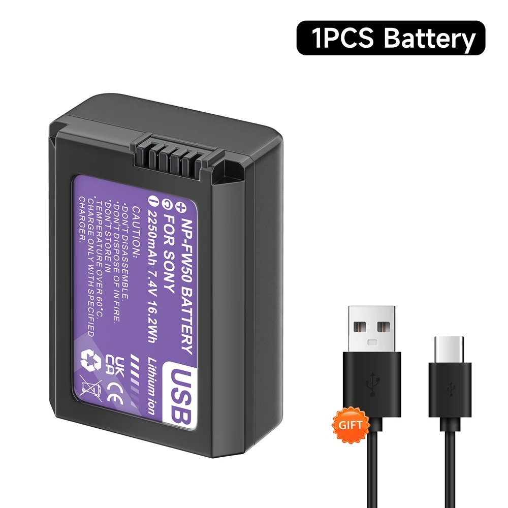 Palo Bateria NP-FW50 2250mAh com carregamento USB-C