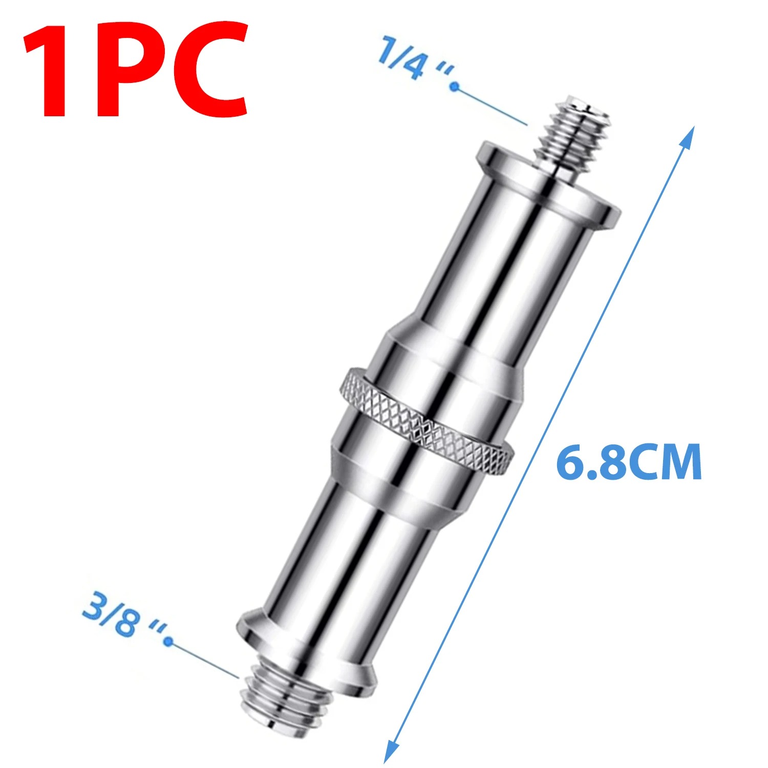 Adaptador de Rosca 1/4" para 3/8" Macho-Macho em Metal para Tripé e Flash