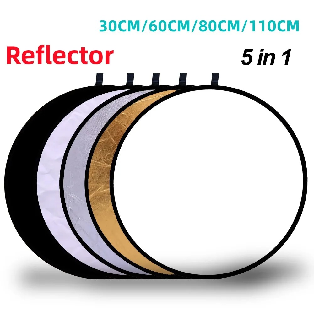 Rebatedor e Refletor Fotográfico RF01 Dobrável 110cm para Estúdio - 5 em 1